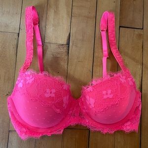 Victorias Secret Dream Angels lined demi bra in bright pink, size 32D